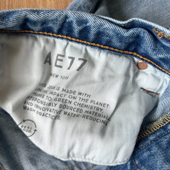 American Eagle AE77 Jeans Loose Selvedged Button Fly Light Men's 34x30 - Picture 6 of 8